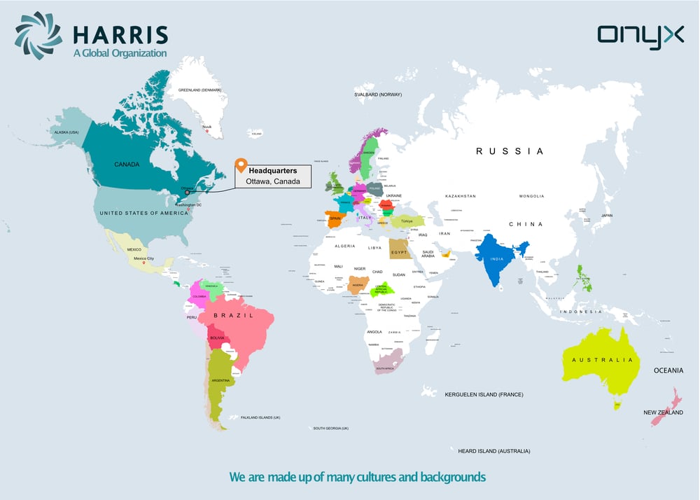 Onyx, global locations map